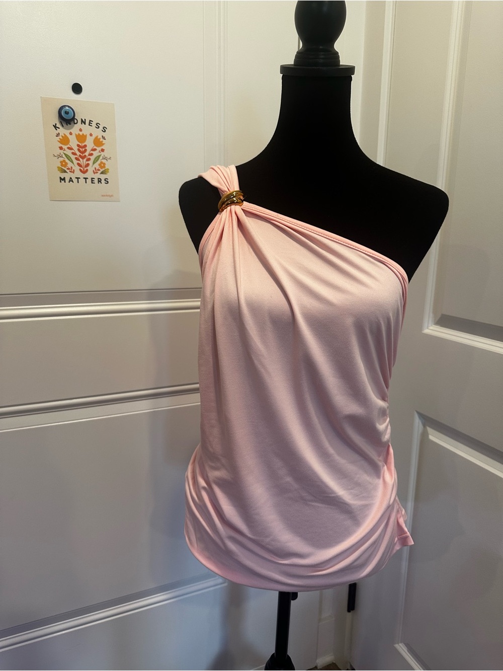 SHEIN One-Shoulder Light Pink Camisole with Gold Ring Detail